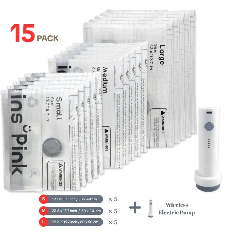 Inspink Travel Vacuum Seal Storage Bags with USB Pump